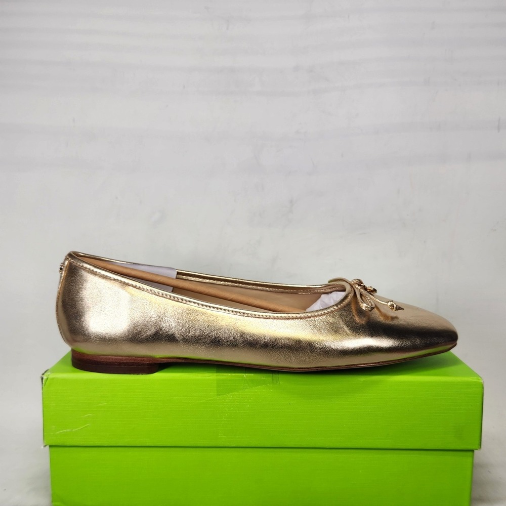 Sam Edelman Meadow Ballet Flat Women Size 11 Gold Metallic Leather Square Toe